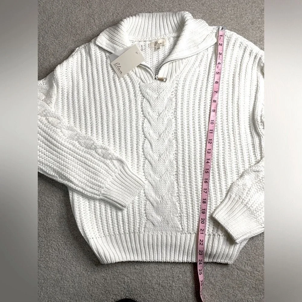 Elan Everest Cable Knit Sweater Women Small Cotton Blend NWT